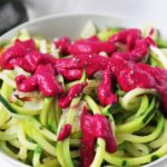 zucchini noodles with red beet sauce